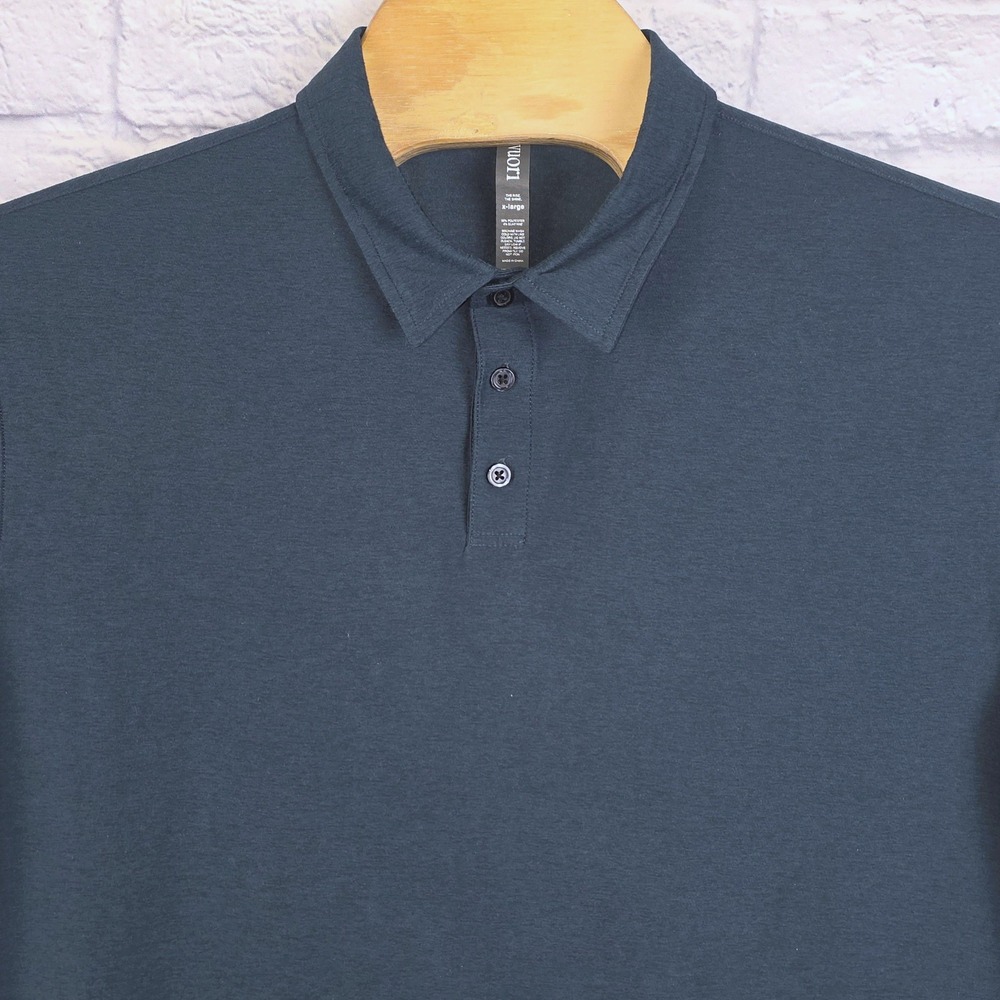 Vuori Strato Tech Polo Men Heather Blue Short Sleeve Performance Tee Size XL